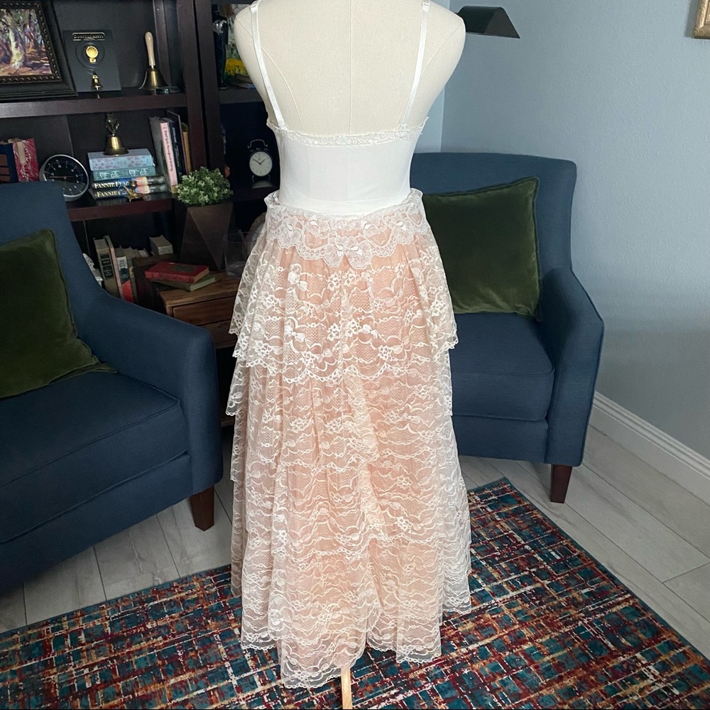 OOAK Slip Dress Embellished with rows of lace Vintage Cottagecore Parisi… - Picture 3 of 6